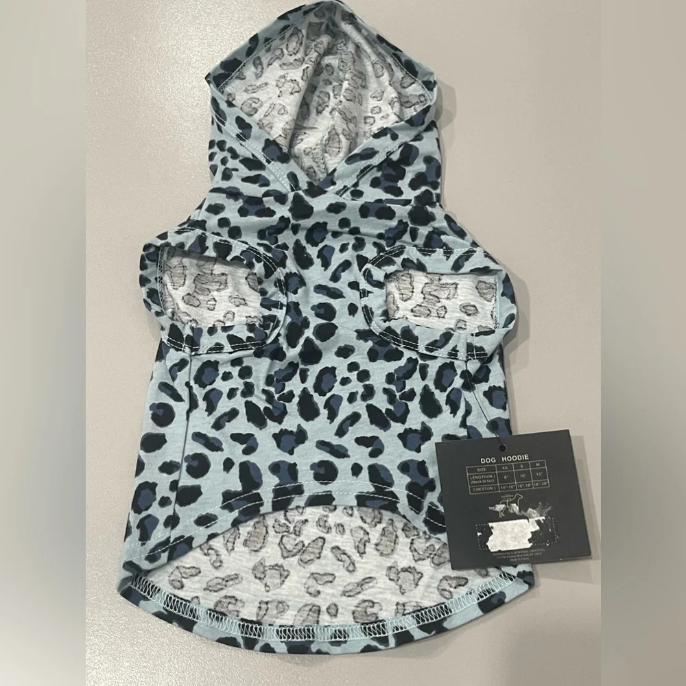 Marc New York Blue Cheetah Pet Dog Hoodie Shirt Size Small NEW